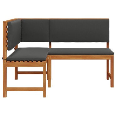vidaXL Γωνιακή Παγκάκι Κήπου με Μαξιλάρια 140x100x91cm Μασίφ Ξύλο Ακακίας