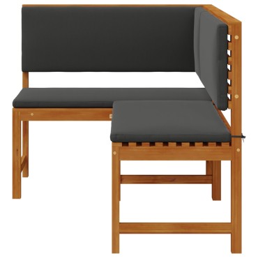 vidaXL Γωνιακή Παγκάκι Κήπου με Μαξιλάρια 140x100x91cm Μασίφ Ξύλο Ακακίας