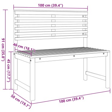 vidaXL Κήπος Πάγκος 100x50x91cm Μασίφ Ξύλο Ακακίας
