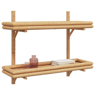 vidaXL Ράφι τοίχου 2 επιπέδων 75x26x60cm από μπαμπού 1 τεμ.
