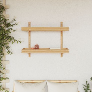 vidaXL Ράφι τοίχου 2 επιπέδων 75x26x60cm από μπαμπού 1 τεμ.