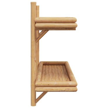 vidaXL Ράφι τοίχου 2 επιπέδων 75x26x60cm από μπαμπού 1 τεμ.