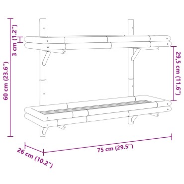 vidaXL Ράφι τοίχου 2 επιπέδων 75x26x60cm από μπαμπού 1 τεμ.