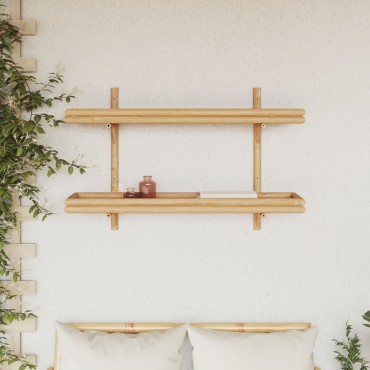 VidaXL Ράφι Τοίχου 2-επίπεδο 100x26x60cm Μπαμπού 1 τεμ.
