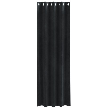 Curtains Blackout vidaXL με Eyelets 2 τεμαχίων Μαύρο Βελούδο 140x225x cm