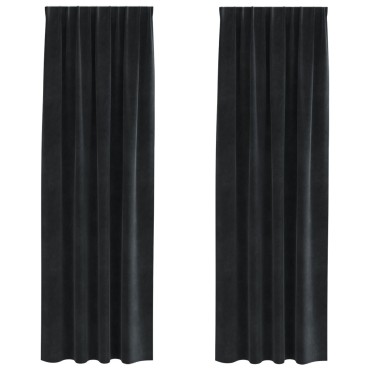 vidaXL Κουρτίνες συσκότισης 2 τμχ. Μαύρο 140x225cm Βελούδο