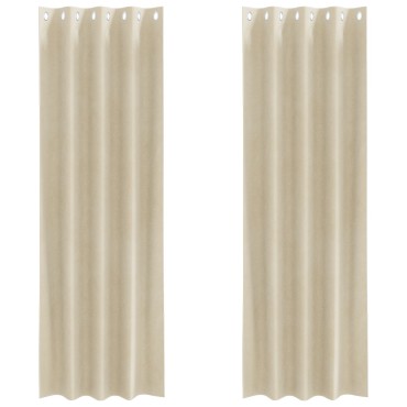 vidaXL Κουρτίνες συσκότισης 2 τμχ. Κρεμ 140x225cm Βελούδο