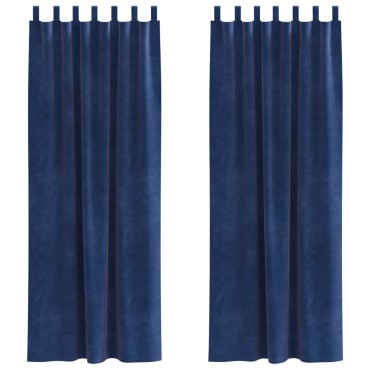 vidaXL Κουρτίνες 2 τμχ. Σκούρο Μπλε 140x245cm Βελούδο