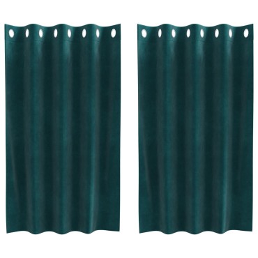 vidaXL Κουρτίνες 2 τμχ. Σκούρο Πράσινο 140x140cm Βελούδο