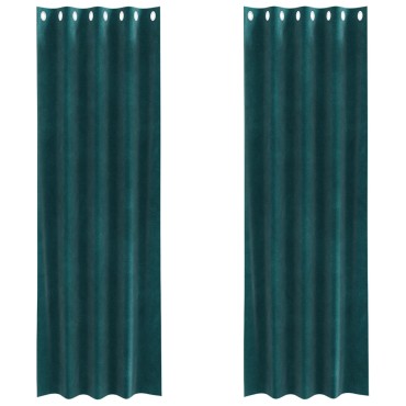 vidaXL Κουρτίνες 2 τμχ. Σκούρο Πράσινο 140x225cm Βελούδο