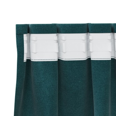 Curtains blackout vidaXL με κορδέλα 2 τεμ Σκούρο Πράσινο Βελούδο