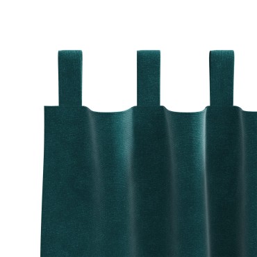 vidaXL Αδιάφανοι Κουρτίνες με Κρεμάστρες 2 τεμ Σκούρο Πράσινο Βελούδο