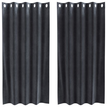 vidaXL Κουρτίνες 2 τμχ. Σκούρο Γκρι 140x175cm Βελούδο