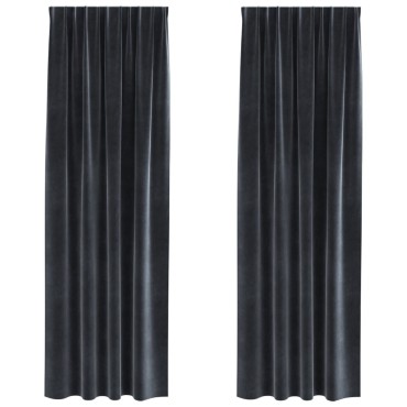 vidaXL Κουρτίνες 2 τμχ. Σκούρο Γκρι 140x245cm Βελούδο