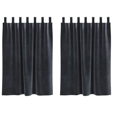 vidaXL Κουρτίνες 2 τμχ. Σκούρο Γκρι 140x140cm Βελούδο