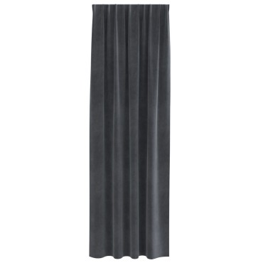 Curtains Blackout vidaXL με ταινία 2 τεμάχια Ανοιχτό Γκρι Βελούδο