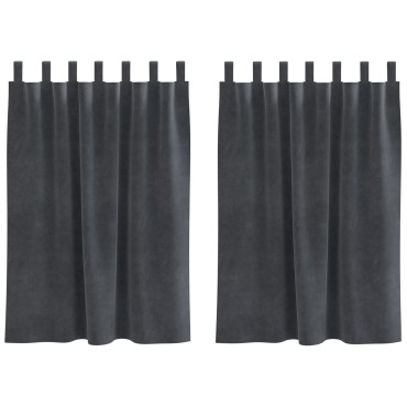 Curtains Blackout vidaXL με Κρεμαστές Λαβές 2 τμχ Ανοιχτό γκρι Βαμβάκι