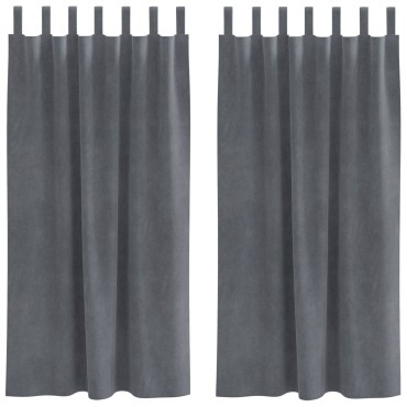 Curtains blackout vidaXL με βρόχους κρεμάσματος 2 τεμάχια Σούπερ ανοιχτό γκρι βελούδο