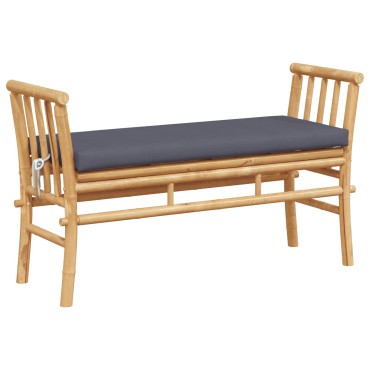 vidaXL Παγκάκι κήπου με μαξιλάρι Καφέ 110x38x65cm Μπαμπού 1 τεμ.