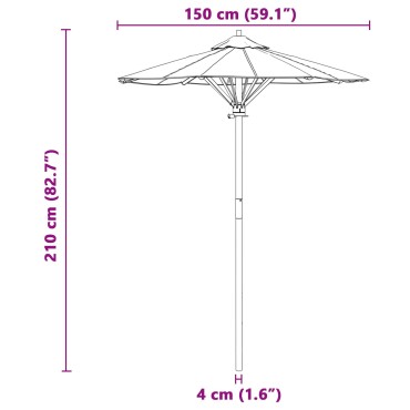vidaXL Ομπρέλα Κήπου Κρεμ 150x210 εκ. Μπαμπού