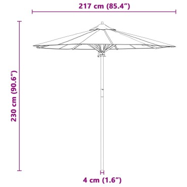 vidaXL Ομπρέλα Κήπου Κρεμ Λευκό 217x230 εκ. Μπαμπού