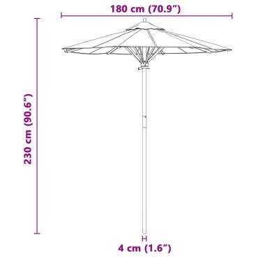 vidaXL Ομπρέλα Κήπου Ø 180 x 230 εκ Μπαμπού Γύρος Σκούρο Γκρι