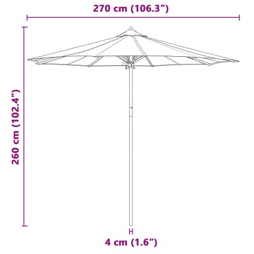 vidaXL Ομπρέλα Κήπου Σκούρο Γκρι 270x260 εκ. Μπαμπού