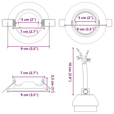vidaXL Κρυφά Φώτα 6 τεμάχια Στρογγυλά GU10 Μαύρο Ø90 mm Χάλυβας