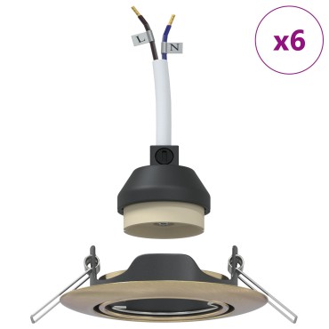 vidaXL Κρυφά Φώτα 6 τμχ Στρογγυλά GU10 Ορείχαλκος Ø90 mm Ατσάλι
