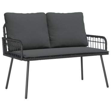 vidaXL Παγκάκι Κήπου Μαύρο 114x64x78cm Πολυ Ράταν