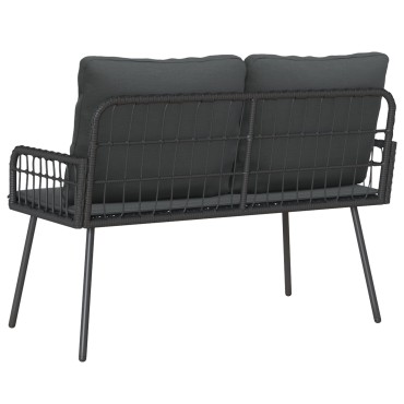 vidaXL Παγκάκι Κήπου Μαύρο 114x64x78cm Πολυ Ράταν