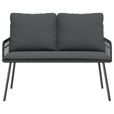 vidaXL Παγκάκι Κήπου Μαύρο 114x64x78cm Πολυ Ράταν