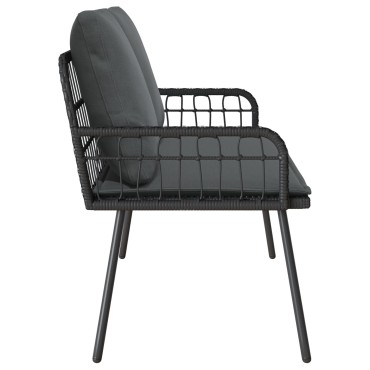 vidaXL Παγκάκι Κήπου Μαύρο 114x64x78cm Πολυ Ράταν