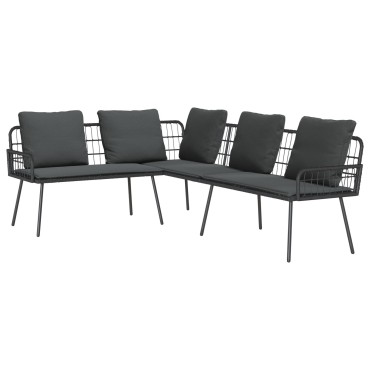 vidaXL Γωνιακός Καναπές Μαύρος 231x173x78cm Πολυ Ρατάν