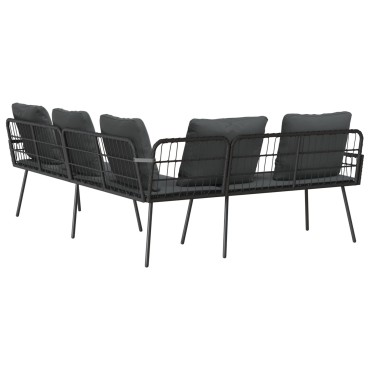 vidaXL Γωνιακός Καναπές Μαύρος 231x173x78cm Πολυ Ρατάν
