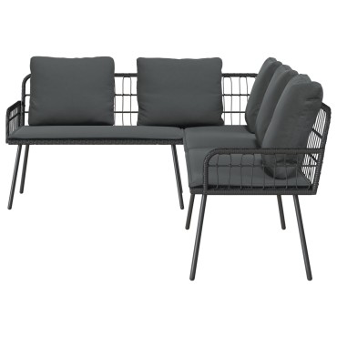 vidaXL Γωνιακός Καναπές Μαύρος 231x173x78cm Πολυ Ρατάν