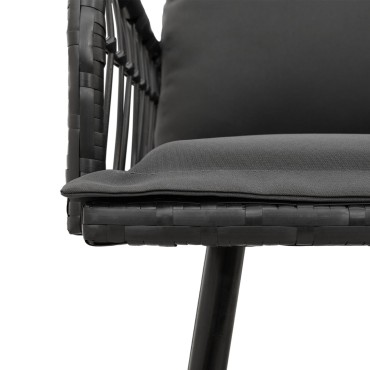 vidaXL Γωνιακός Καναπές Μαύρος 231x173x78cm Πολυ Ρατάν