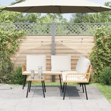 vidaXL L-Σχηματισμένος Καναπές Φυσικός 231x173x78cm Συνθετικό Ρατάν