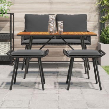 vidaXL Κήπος Σκαμπό 2 τεμ. Μαύρο 50x40x45cm Συνθετικό Ρατάν