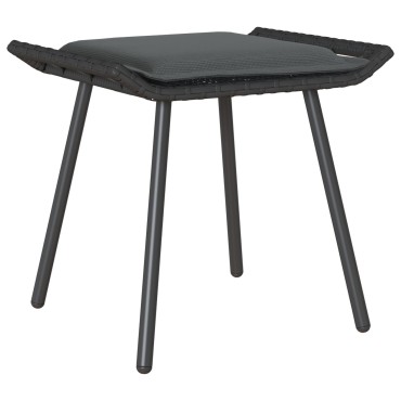 vidaXL Κήπος Σκαμπό 2 τεμ. Μαύρο 50x40x45cm Συνθετικό Ρατάν