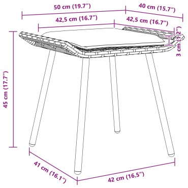 vidaXL Σκαμπό Κήπου  2 τεμ. Φυσικό 50x40x45cm Πολυ Ρατάν