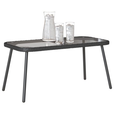 vidaXL Τραπεζάκι καφέ Μαύρο 90x45x42cm Συνθετικό ρατάν 1 τεμ.