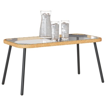 vidaXL Τραπεζάκι καφέ Φυσικό 90x45x42cm Πολυ ράτανα 1 τεμ.