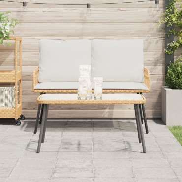 vidaXL Τραπεζάκι καφέ Φυσικό 90x45x42cm Πολυ ράτανα 1 τεμ.