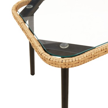 vidaXL Τραπεζάκι καφέ Φυσικό 90x45x42cm Πολυ ράτανα 1 τεμ.