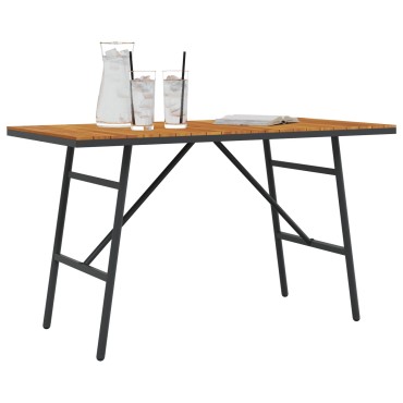 vidaXL Τραπέζι Τραπεζαρίας - Μαύρο, 110x55x62 cm Φτιαγμένο από Μασίφ Ξύλο Ακακίας 1 τεμ.