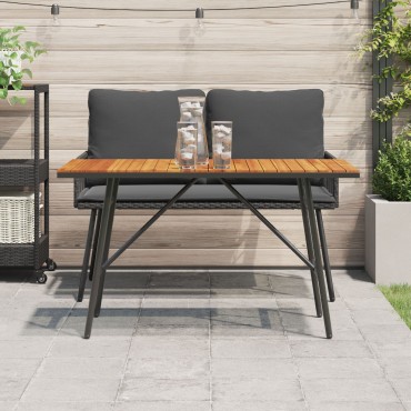 vidaXL Τραπέζι Τραπεζαρίας - Μαύρο, 110x55x62 cm Φτιαγμένο από Μασίφ Ξύλο Ακακίας 1 τεμ.