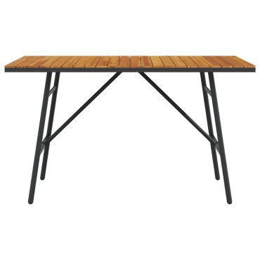 vidaXL Τραπέζι Τραπεζαρίας - Μαύρο, 110x55x62 cm Φτιαγμένο από Μασίφ Ξύλο Ακακίας 1 τεμ.