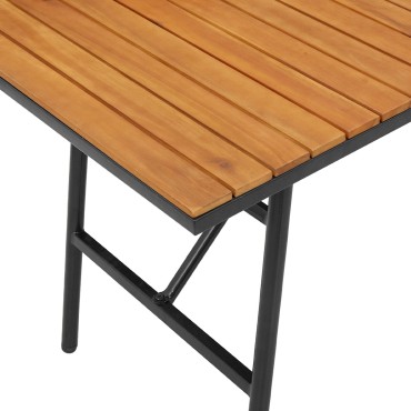 vidaXL Τραπέζι Τραπεζαρίας - Μαύρο, 110x55x62 cm Φτιαγμένο από Μασίφ Ξύλο Ακακίας 1 τεμ.