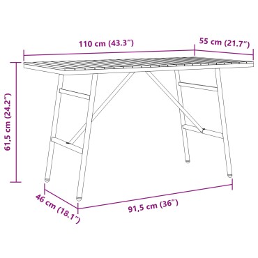 vidaXL Τραπέζι Τραπεζαρίας - Μαύρο, 110x55x62 cm Φτιαγμένο από Μασίφ Ξύλο Ακακίας 1 τεμ.